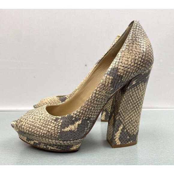 BCBGMaxazria Women's Dahlia 1 Pumps High Heel Snake Embossed Leather 8 B/38 - Picture 3 of 16